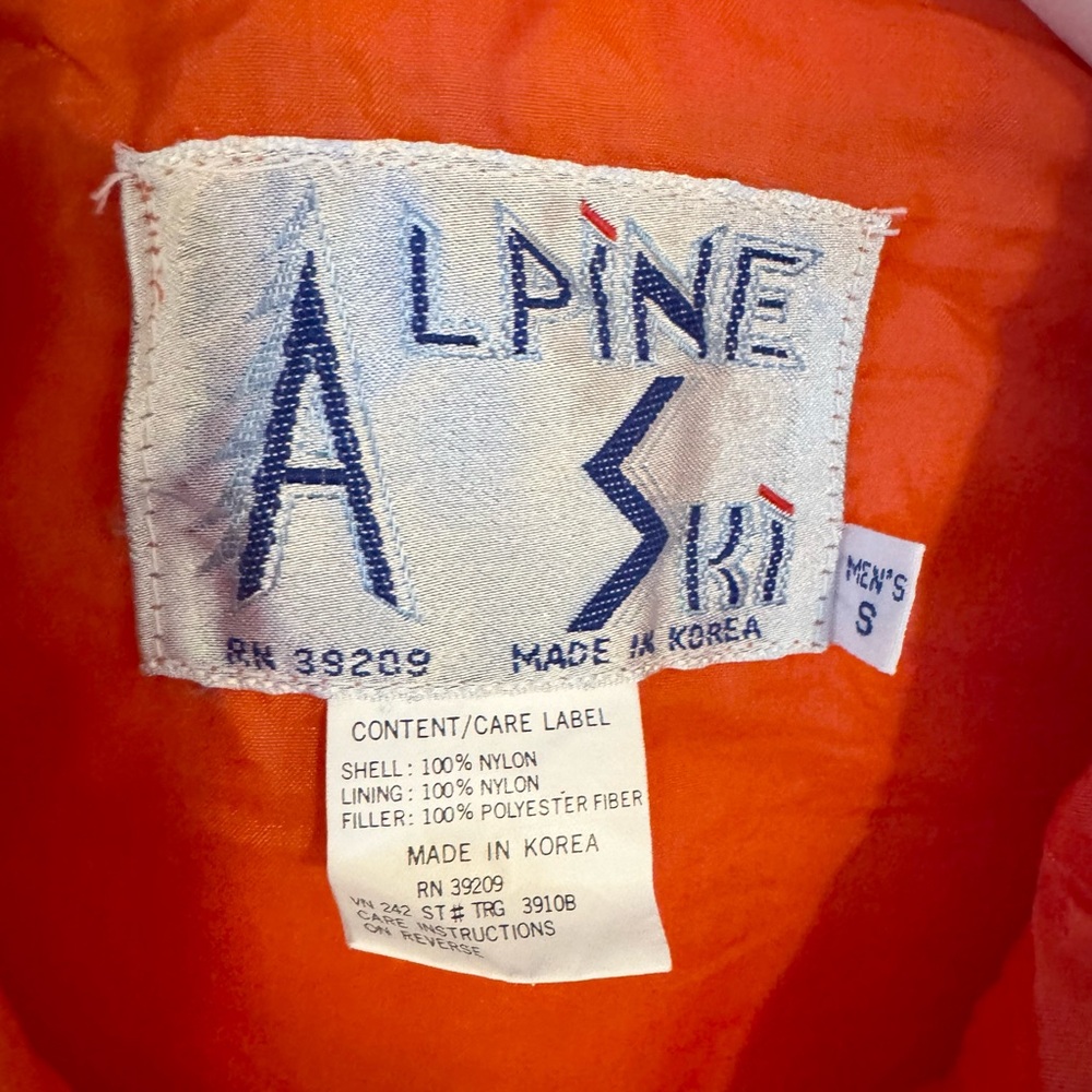 Retro 1970s Alpine Ski Vest Vintage Tangerine Orange Size Small - Picture 3 of 5